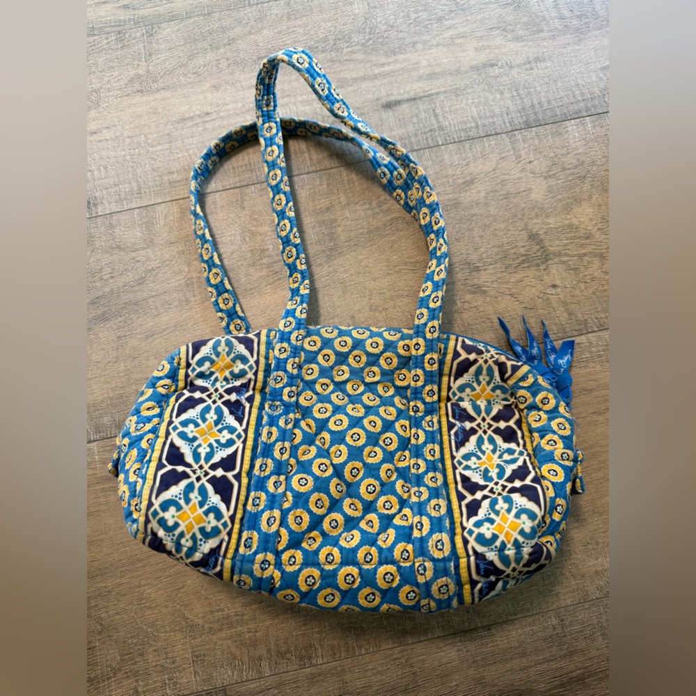 Vera Bradley Blue and Yellow Quilted Shoulder Bag - Picture 2 of 6